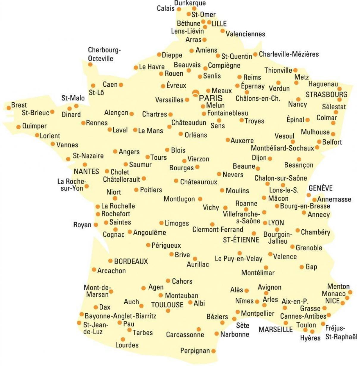 francuska karta sa gradovima Francuska karta grada   karta Francuske sa gradovima (Zapadna  francuska karta sa gradovima
